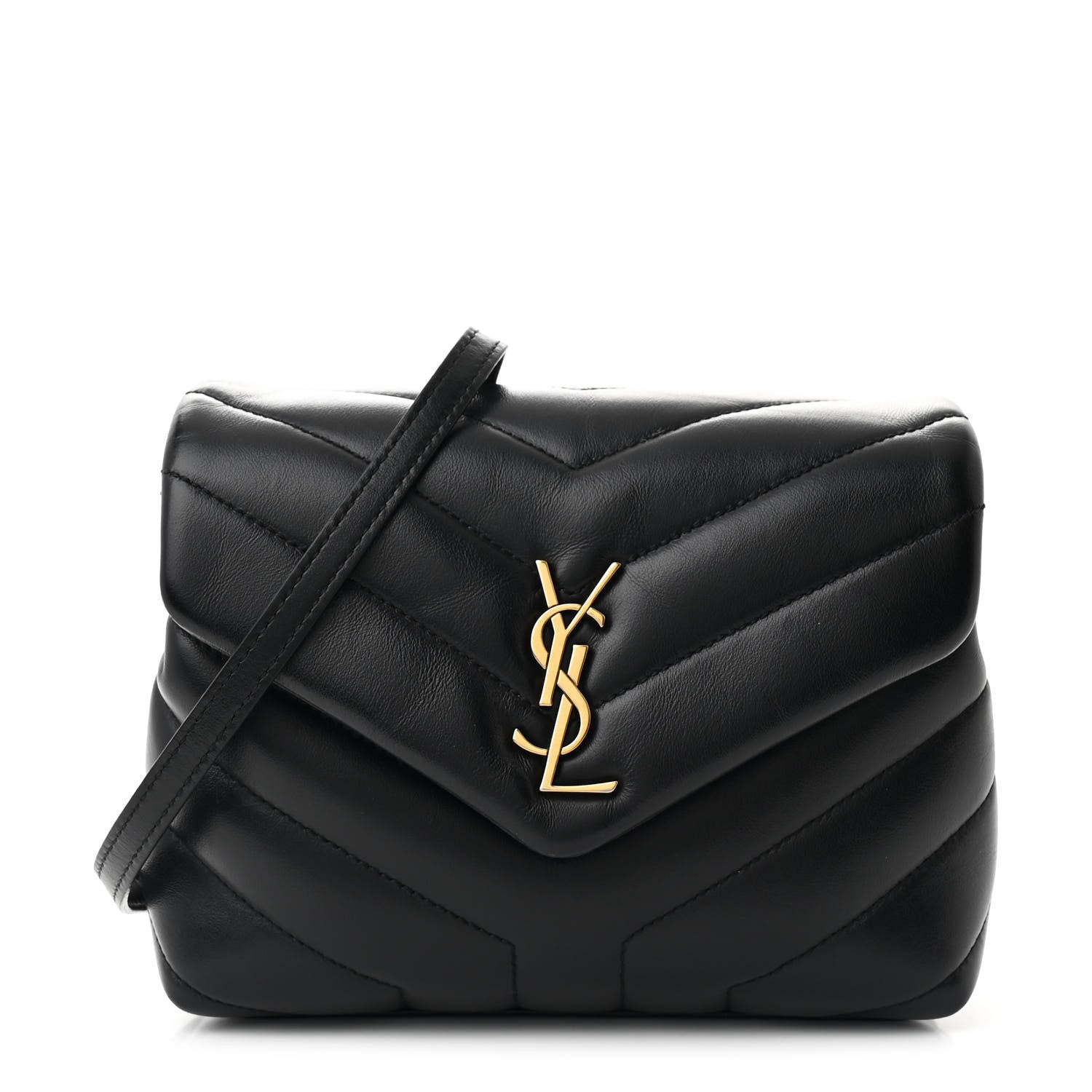 Calfskin Y Quilted Monogram Toy Loulou Crossbody Bag Black
