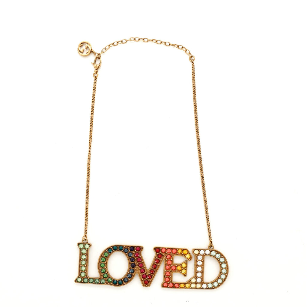 Loved Collar Necklace Crystal Embellished Metal