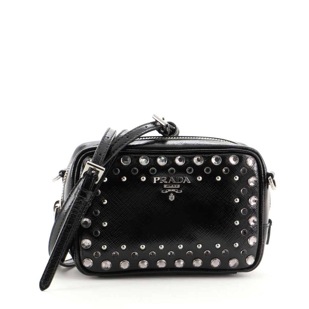 Zip Crossbody Bag Studded Vernice Saffiano Leather Mini