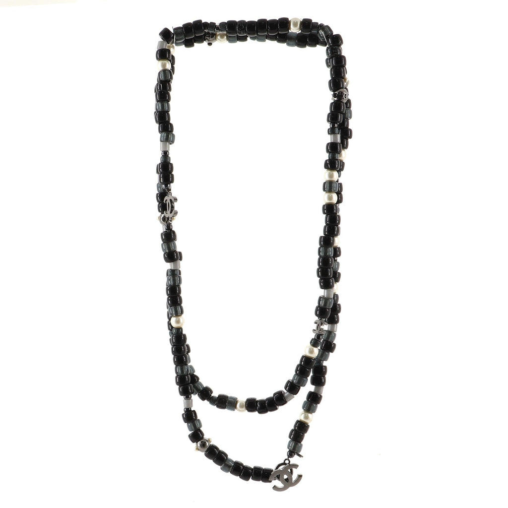 CC Long Necklace Faux Pearls and Beads