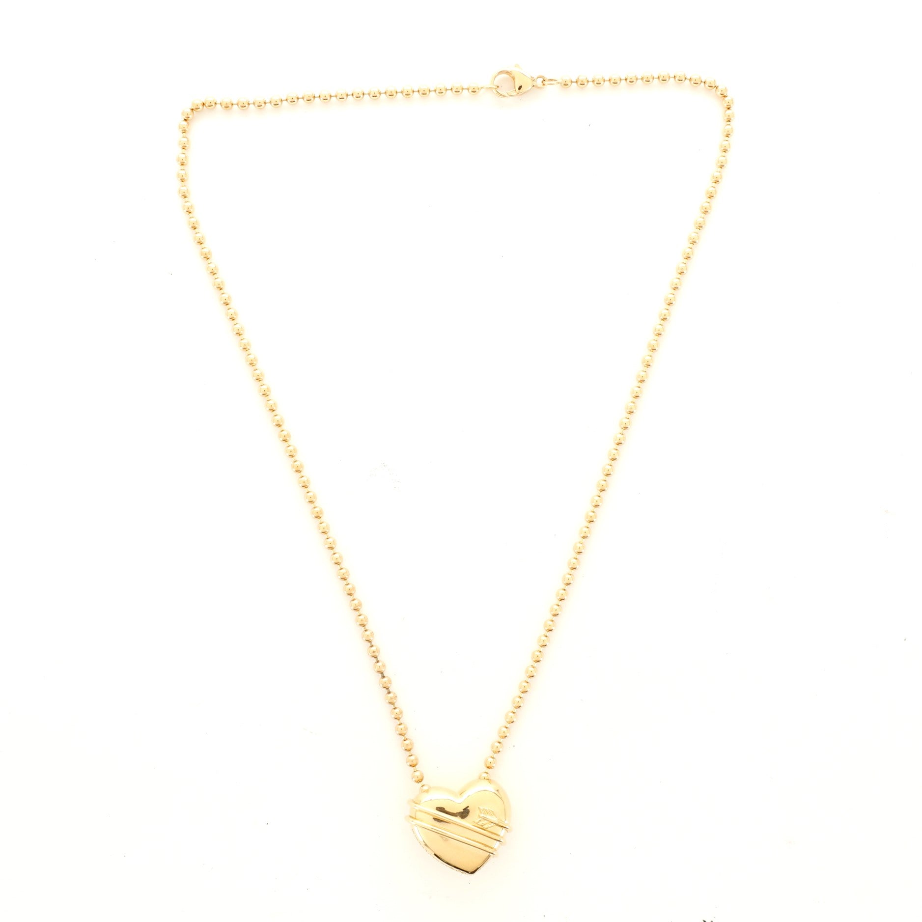 Cupid's Arrow Heart Pendant Necklace 18K Yellow Gold