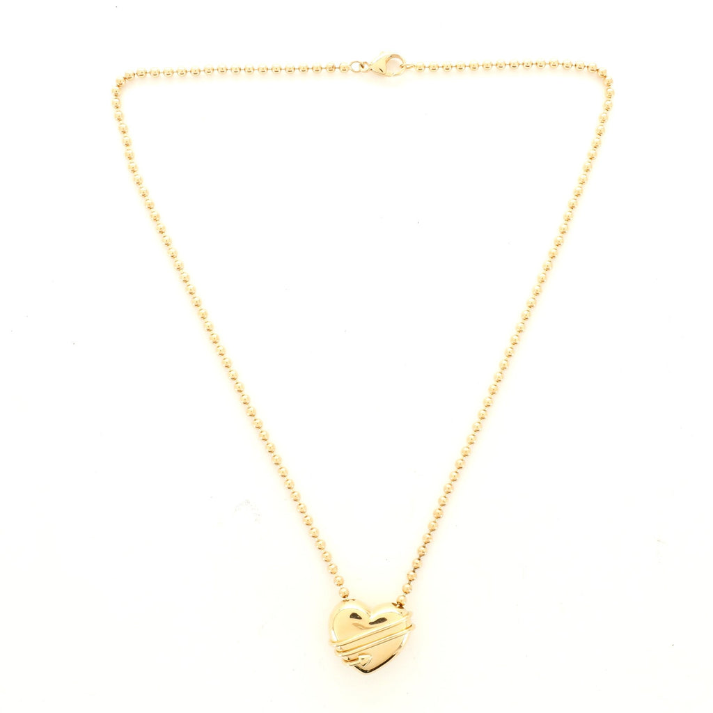 Cupid's Arrow Heart Pendant Necklace 18K Yellow Gold