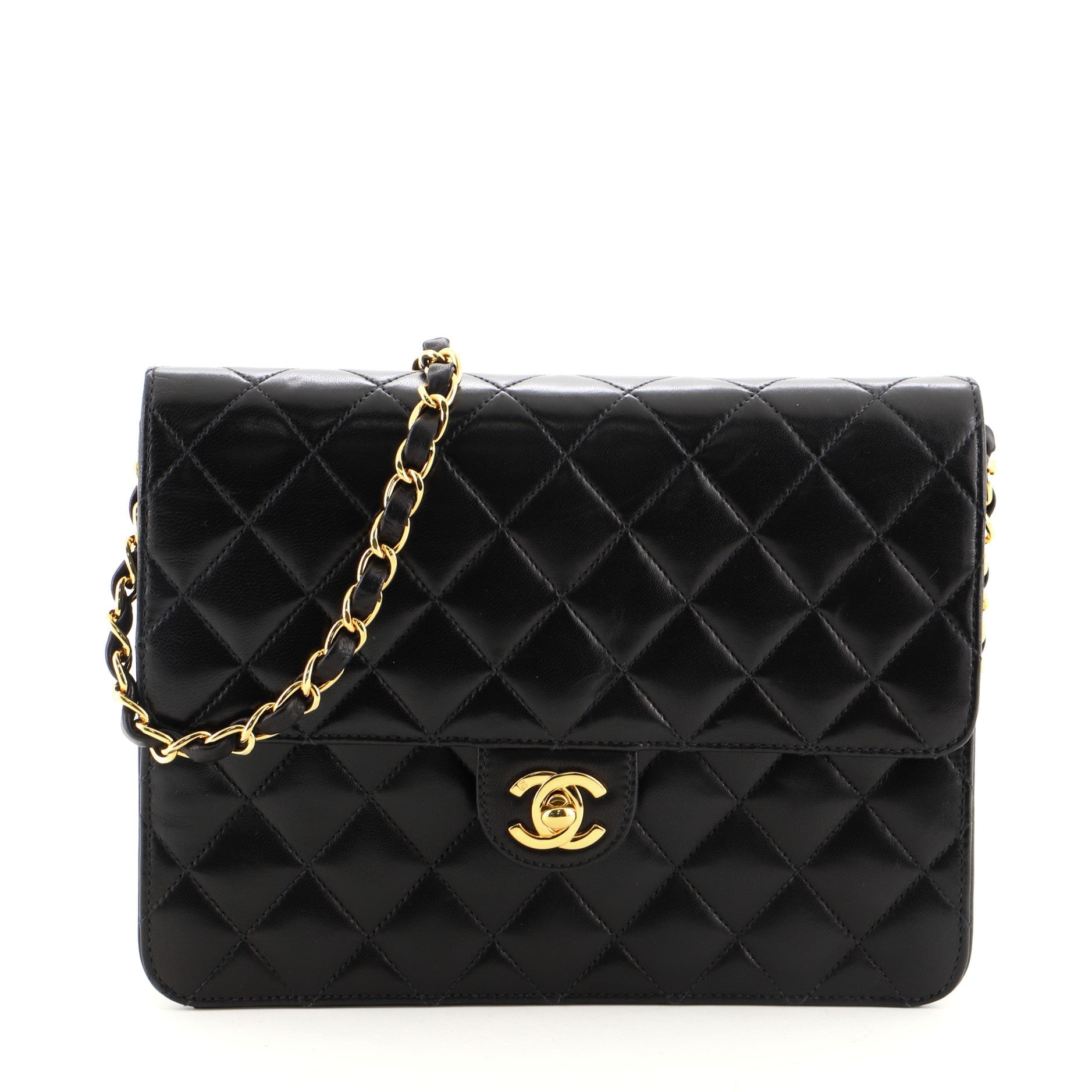Vintage Clutch with Chain Quilted Leather Small