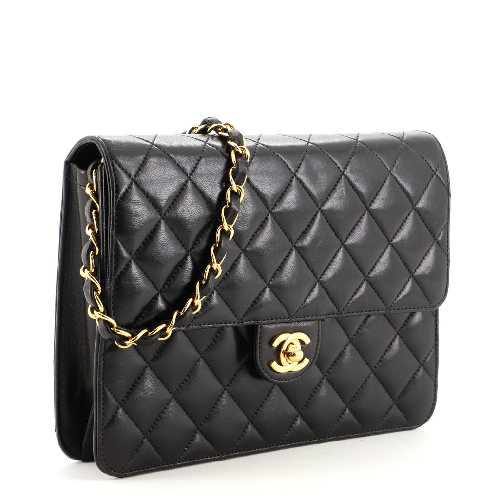Vintage Clutch with Chain Quilted Leather Small