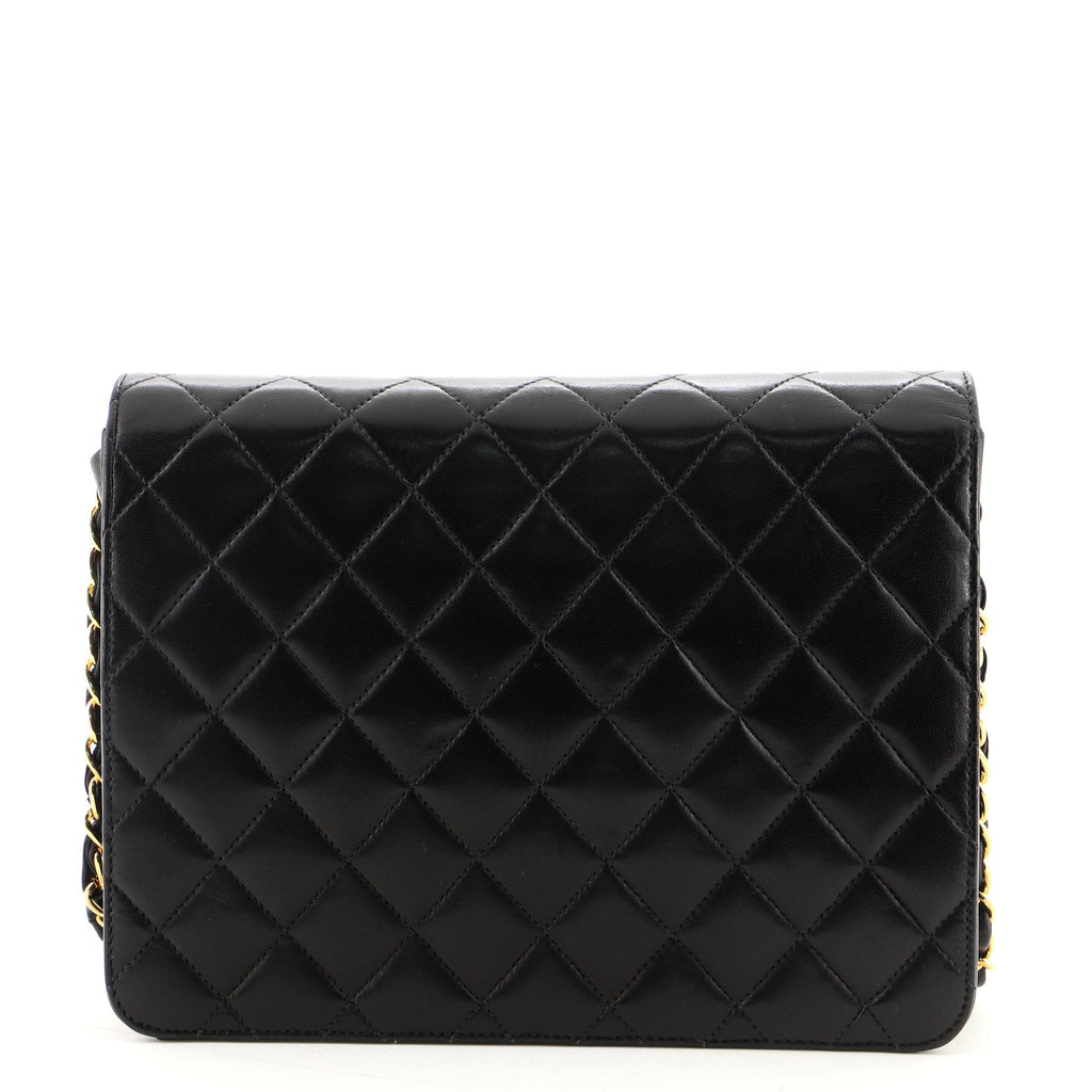 Vintage Clutch with Chain Quilted Leather Small