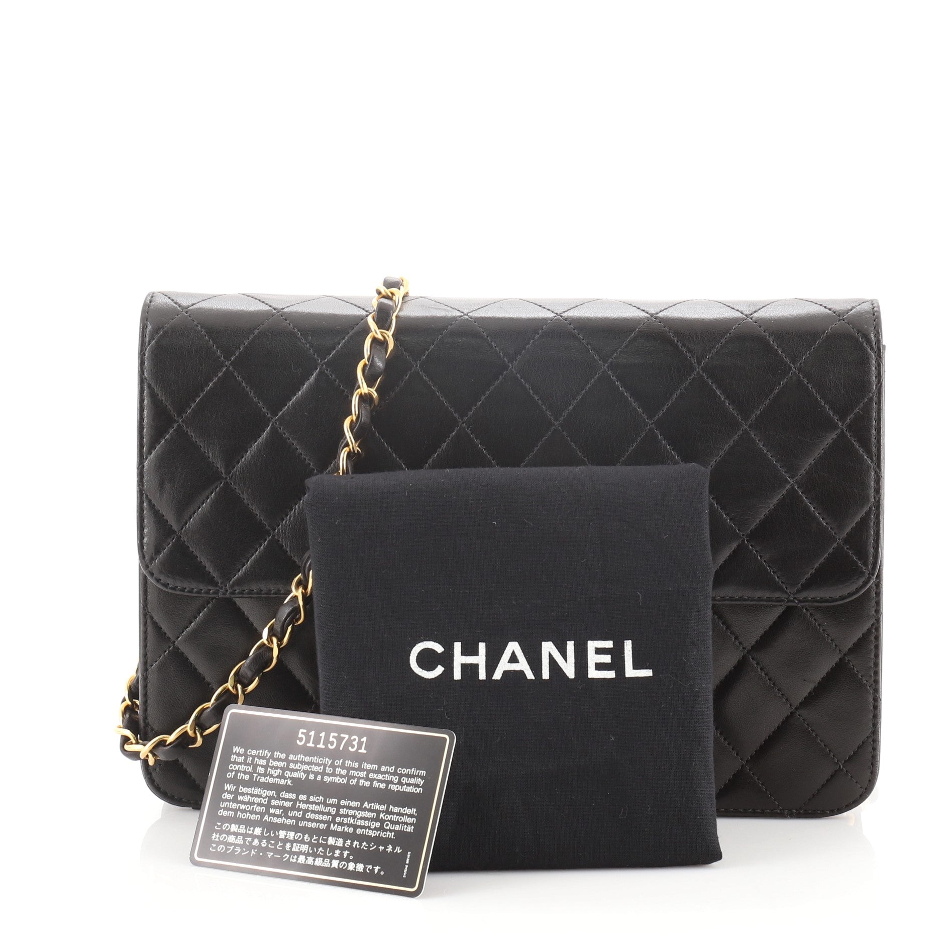 Vintage Clutch with Chain Quilted Leather Medium