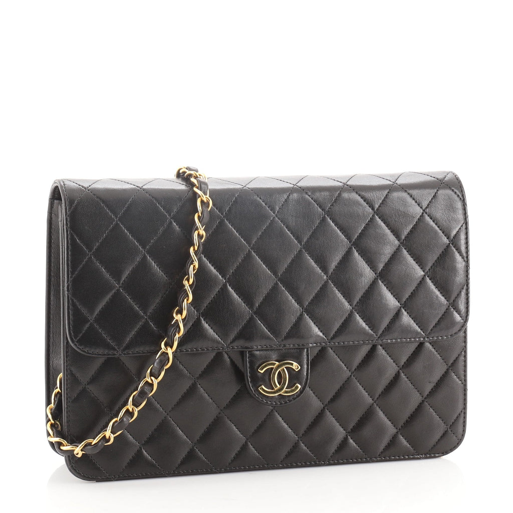 Vintage Clutch with Chain Quilted Leather Medium
