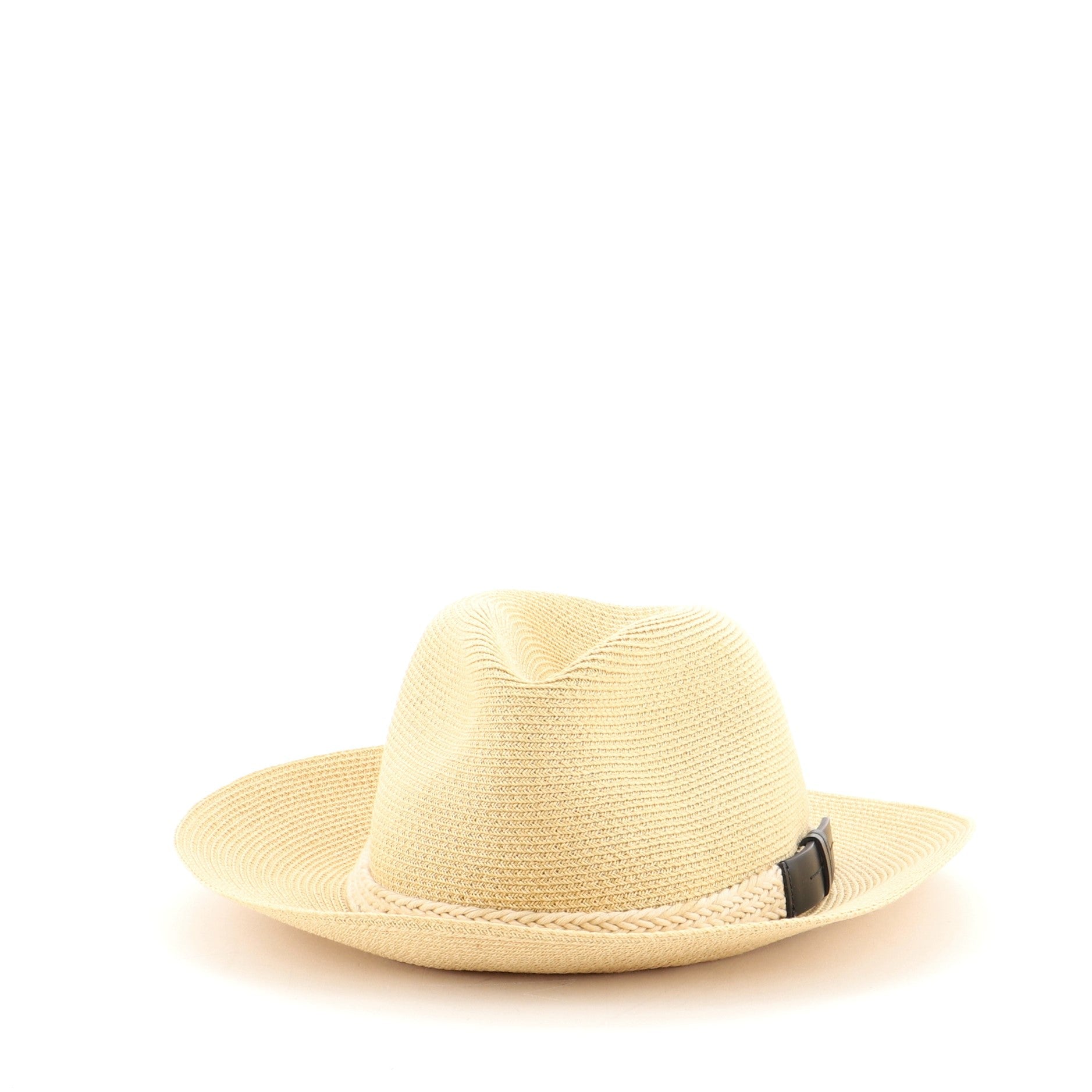 Fedora Hat Raffia with Leather Large