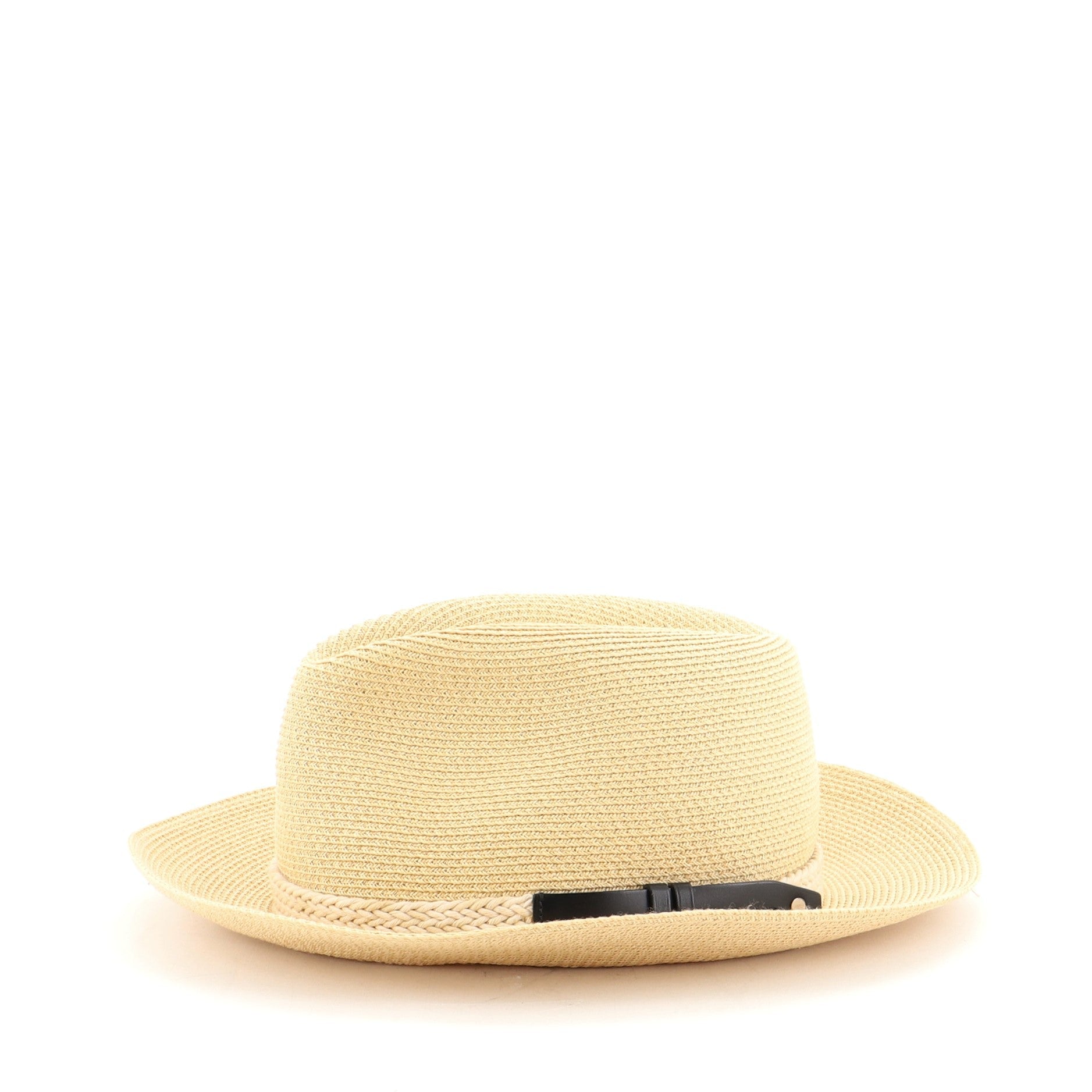 Fedora Hat Raffia with Leather Large