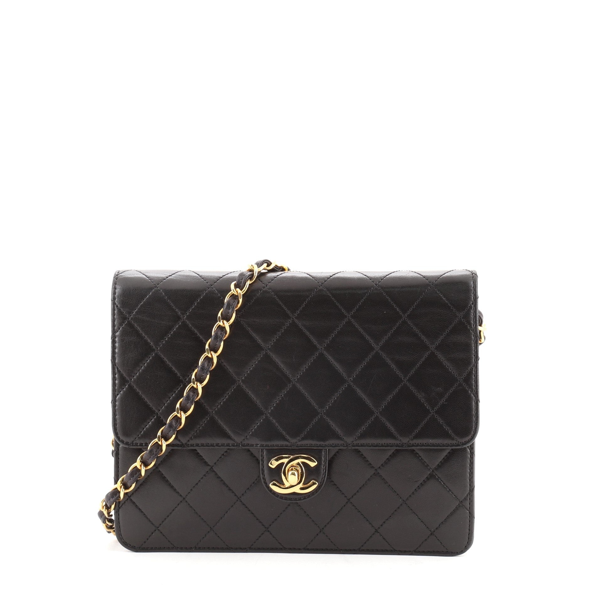 Vintage Clutch with Chain Quilted Leather Small