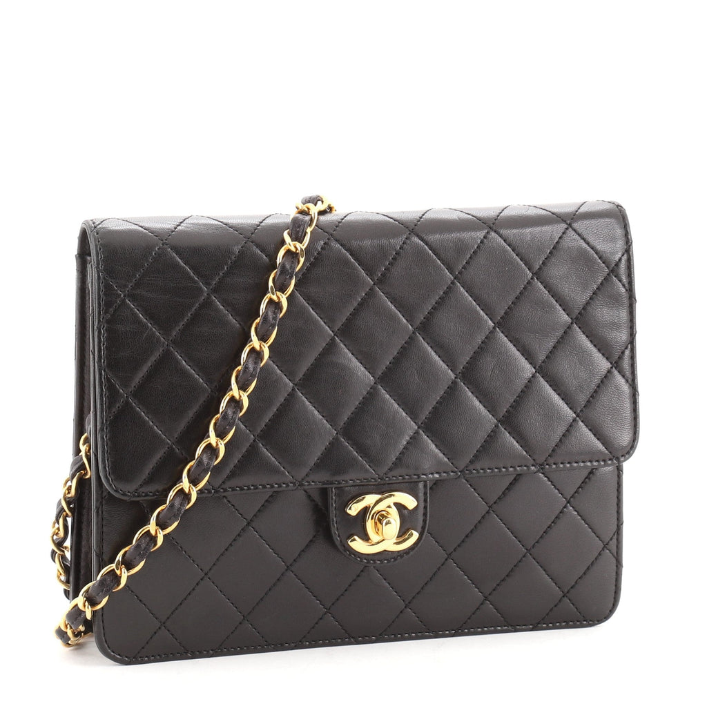 Vintage Clutch with Chain Quilted Leather Small