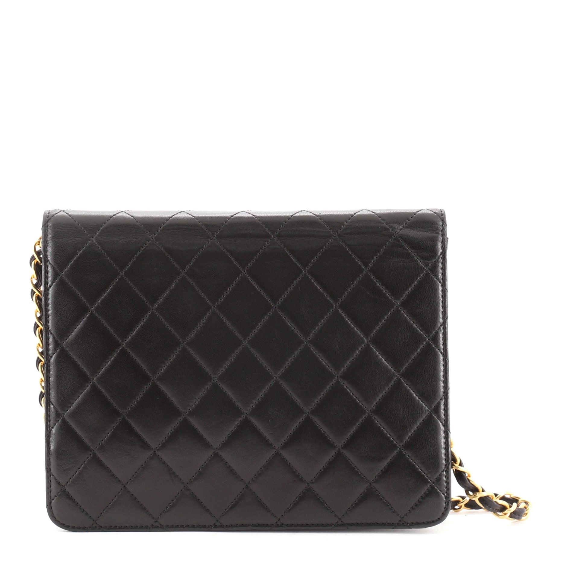 Vintage Clutch with Chain Quilted Leather Small