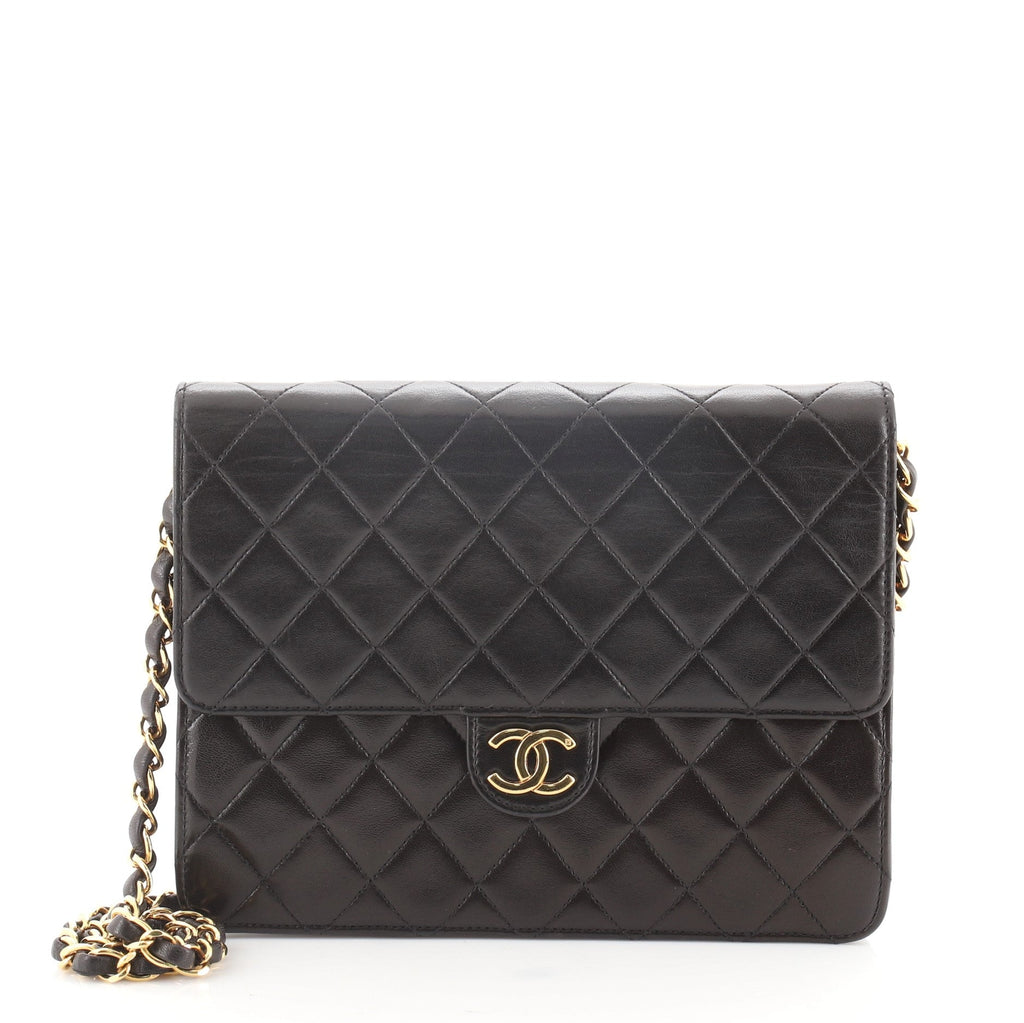 Vintage Clutch with Chain Quilted Leather Small