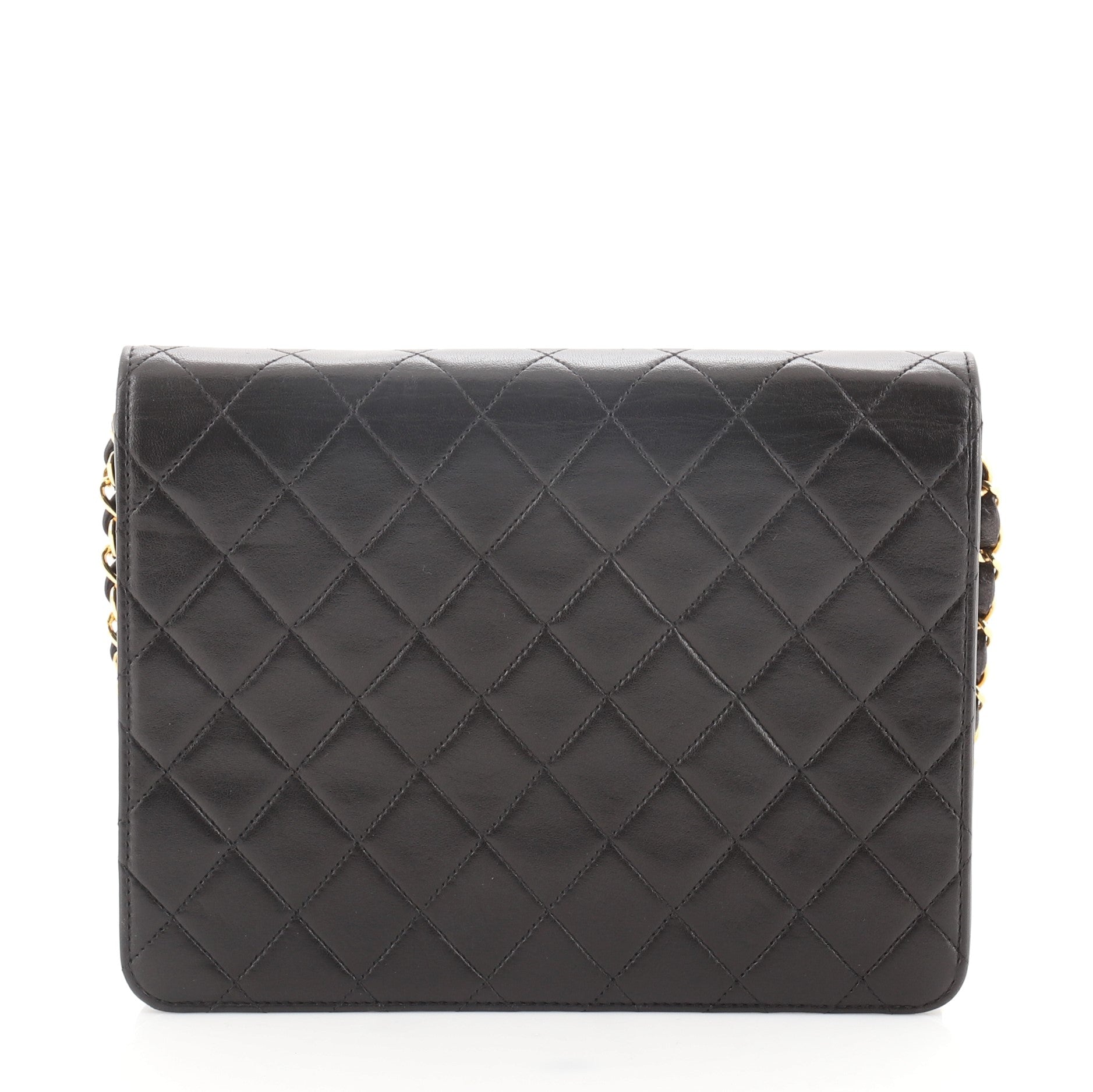 Vintage Clutch with Chain Quilted Leather Small