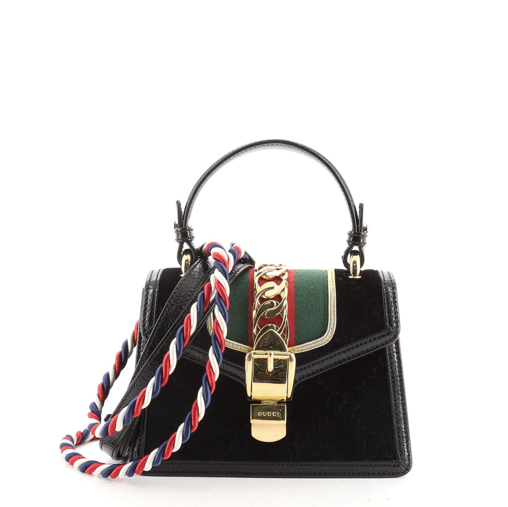 Sylvie Top Handle Bag GG Velvet Mini