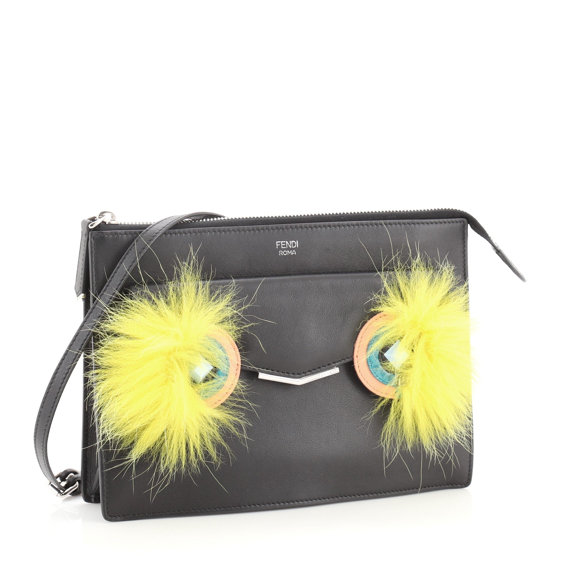 Monster Front Pocket Clutch Leather with Fur