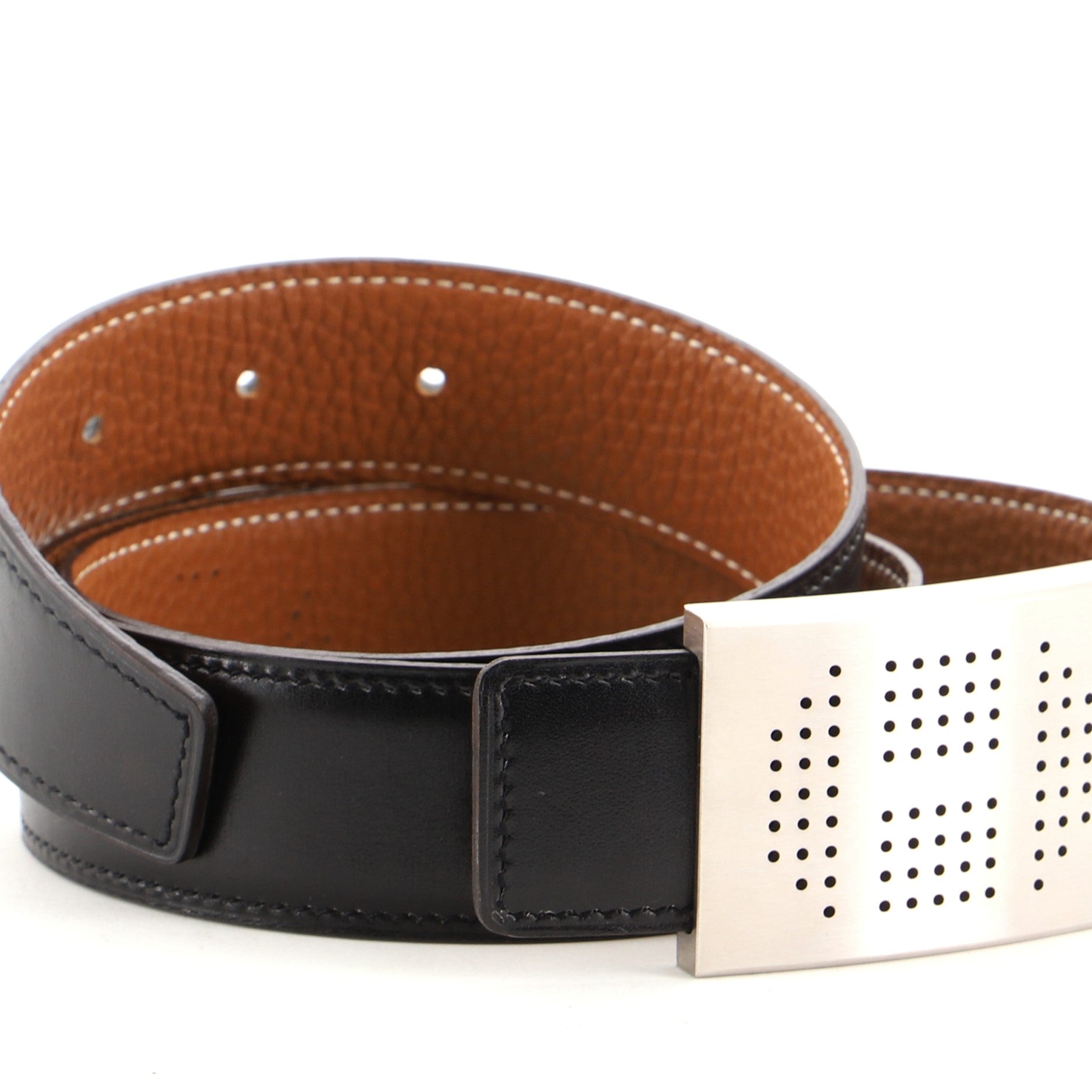 Evelyne Square Reversible Belt Leather Medium 90