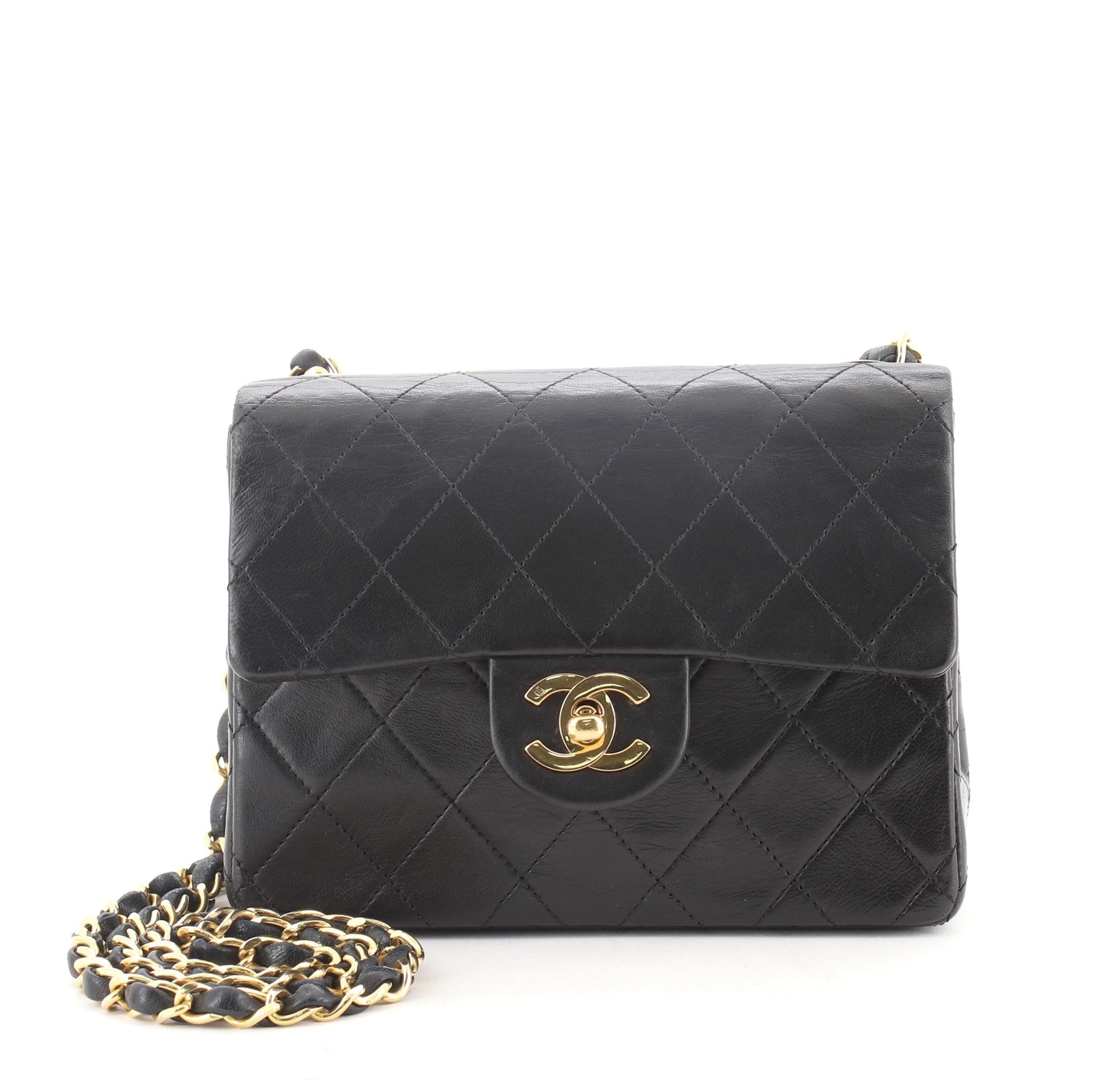 Vintage Square Classic Single Flap Bag Quilted Lambskin Mini