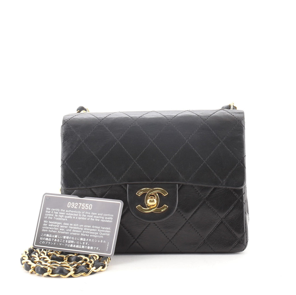 Vintage Square Classic Single Flap Bag Quilted Lambskin Mini