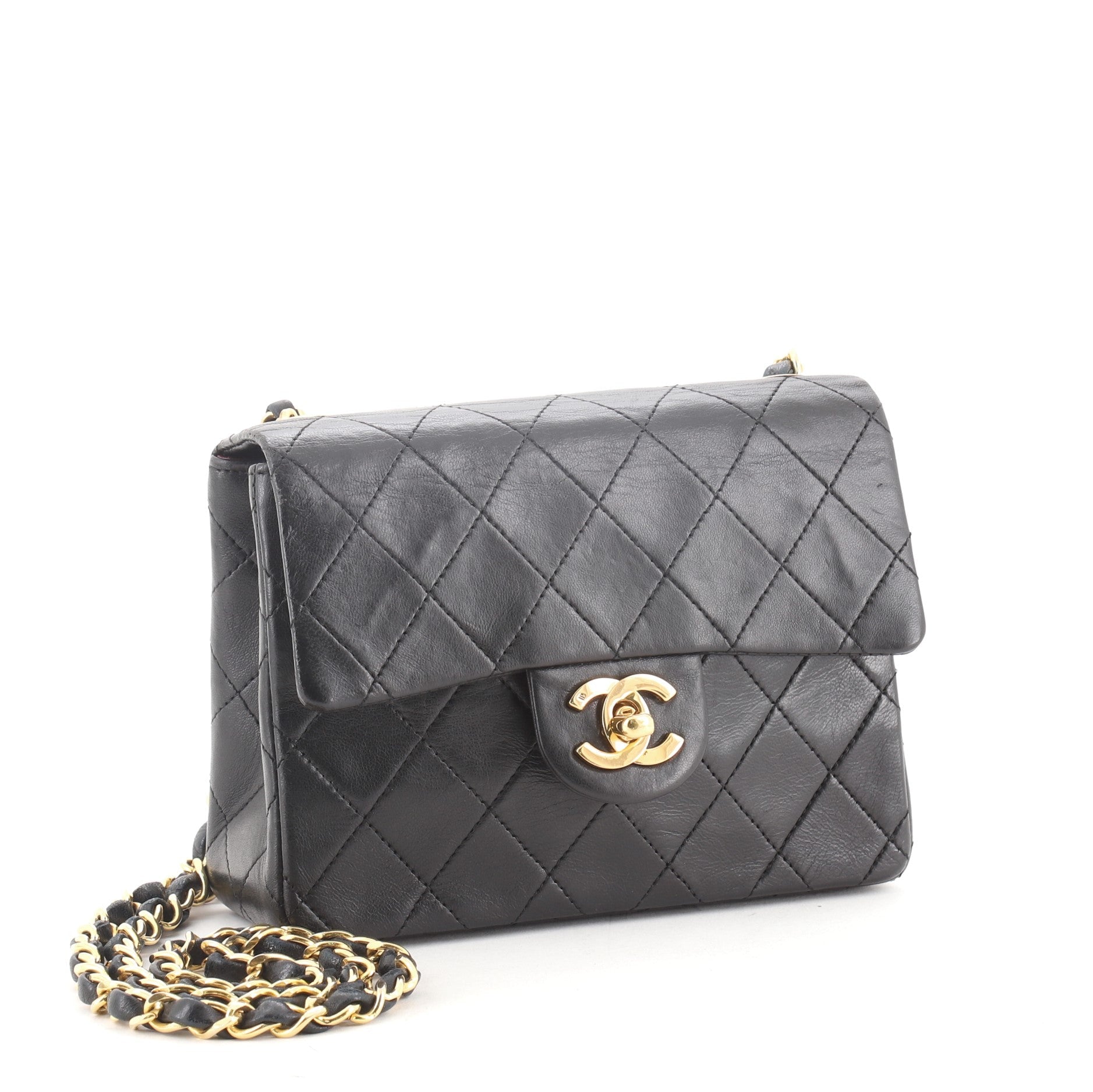 Vintage Square Classic Single Flap Bag Quilted Lambskin Mini