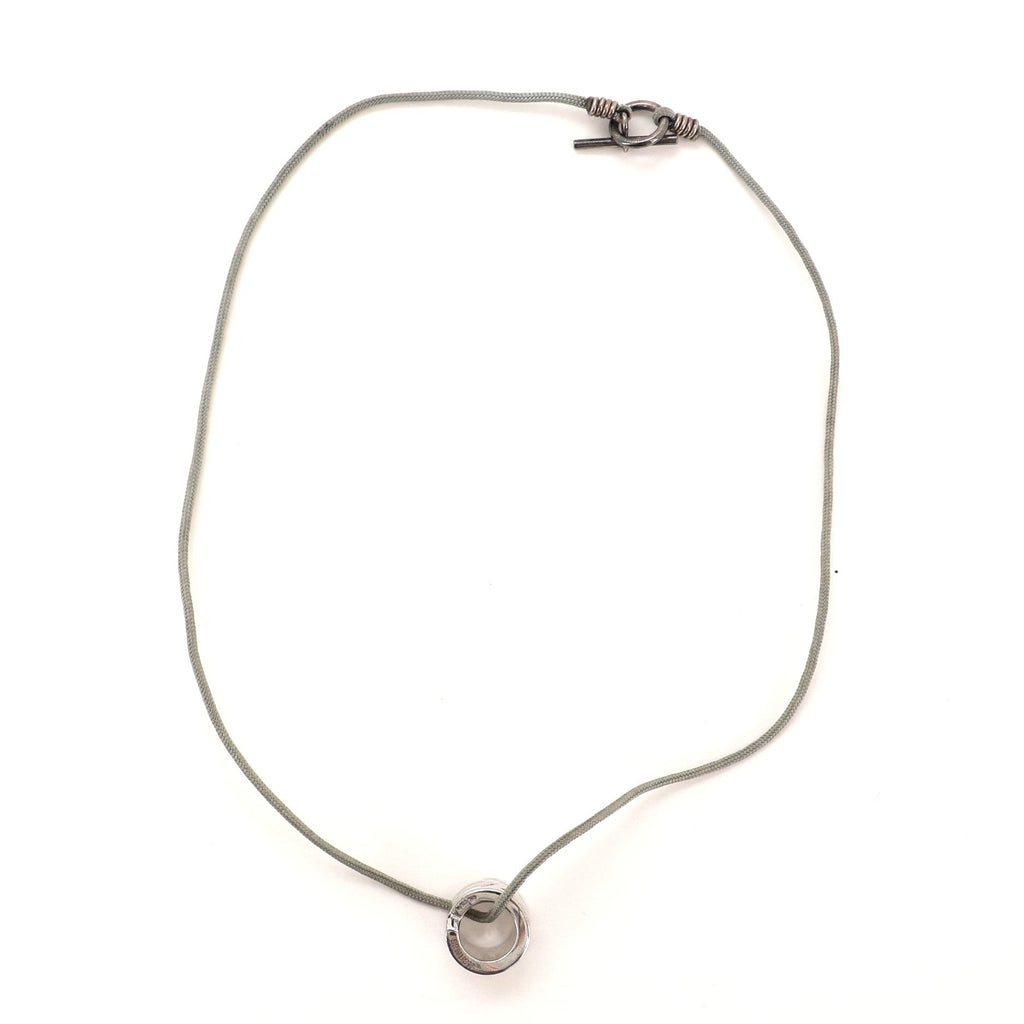 Round Pendant Necklace Metal and Cord