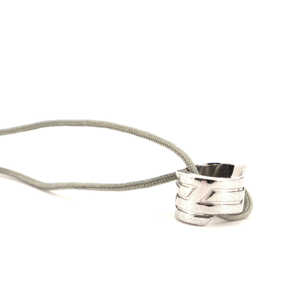Round Pendant Necklace Metal and Cord