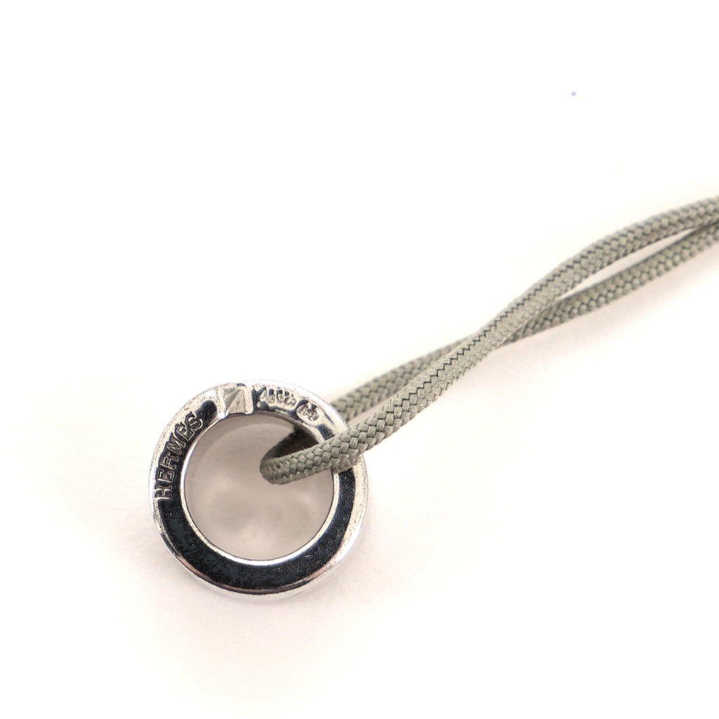 Round Pendant Necklace Metal and Cord