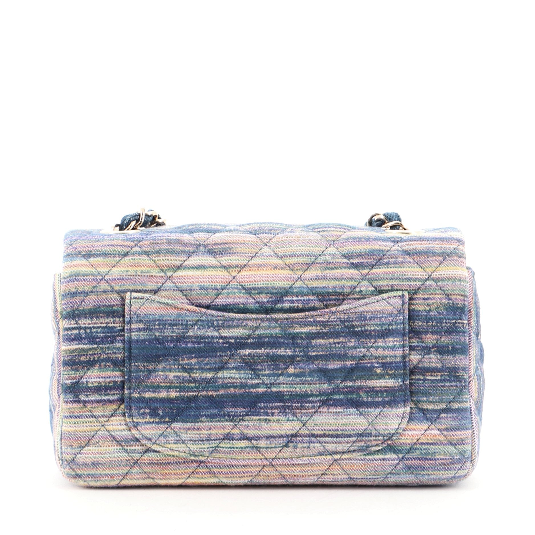 Classic Single Flap Bag Multicolor Quilted Denim Mini