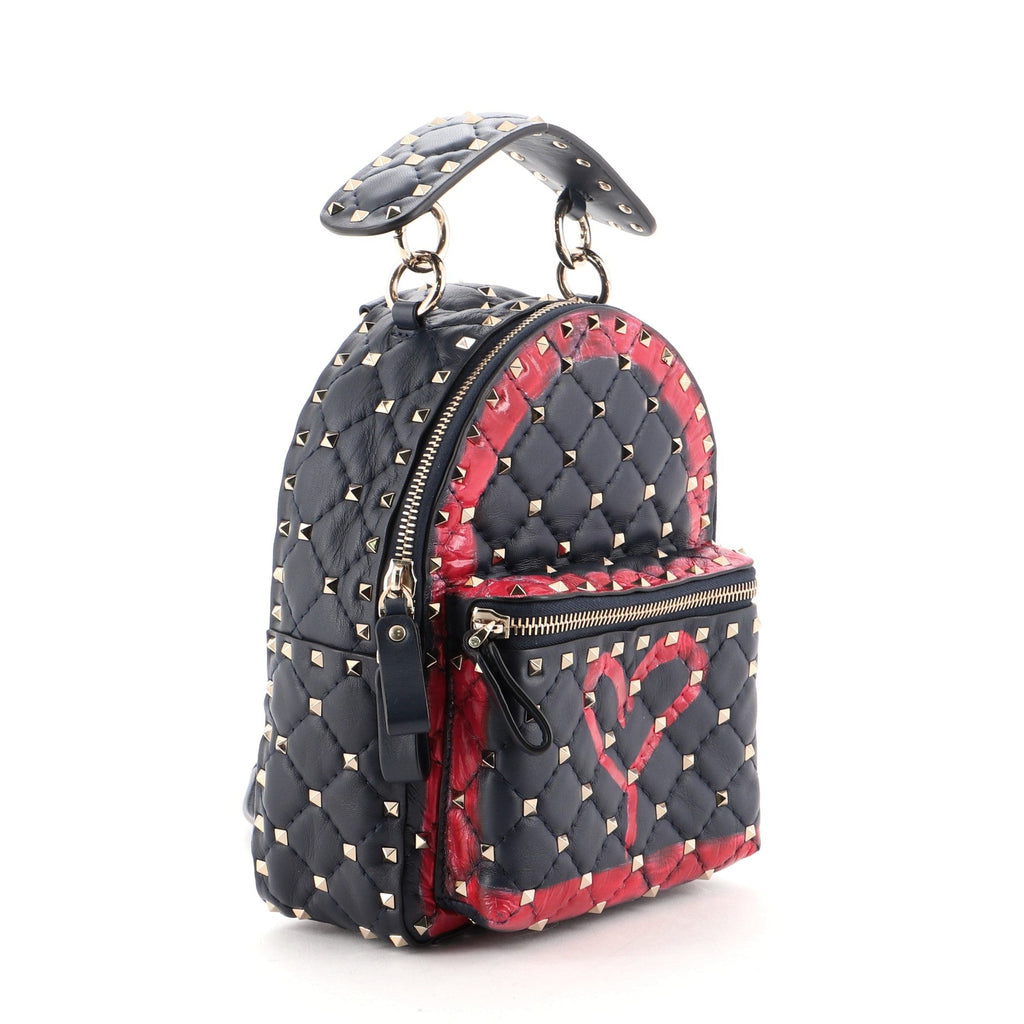 Rockstud Spike Backpack Painted Leather Mini
