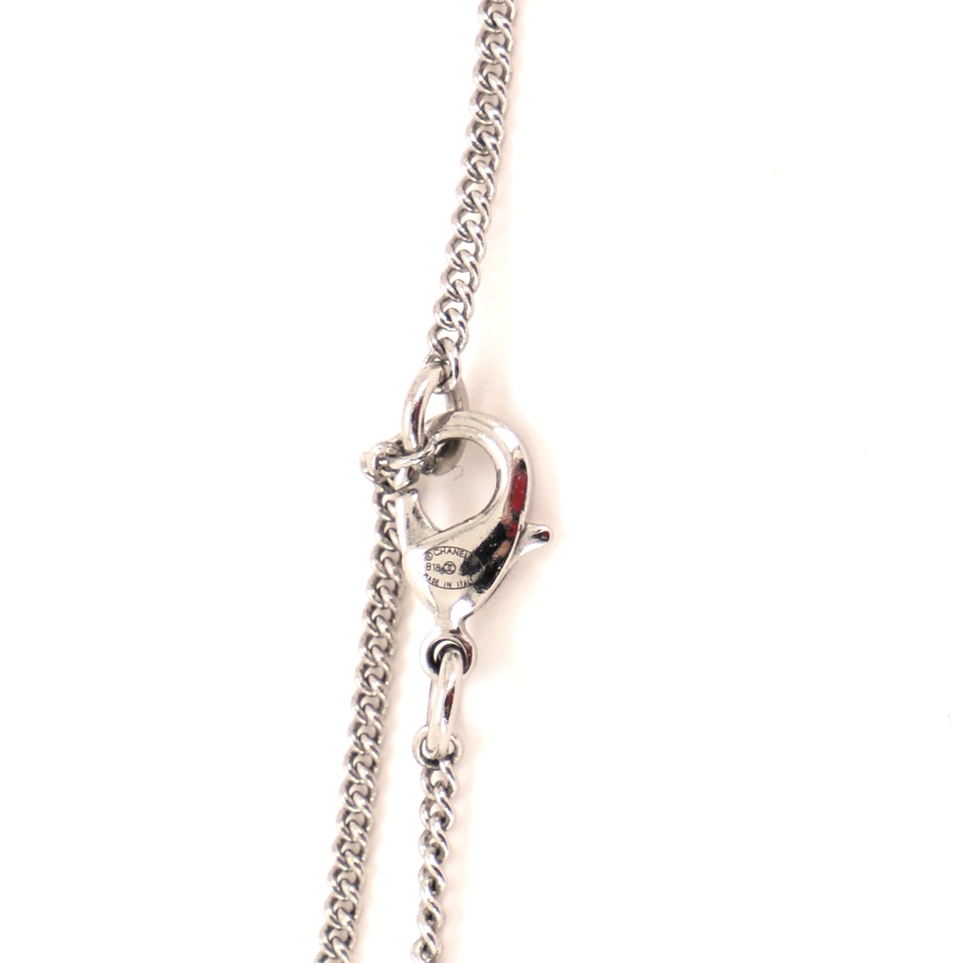 CC Bicolor Long Pendant Rhinestone and Resin Necklace