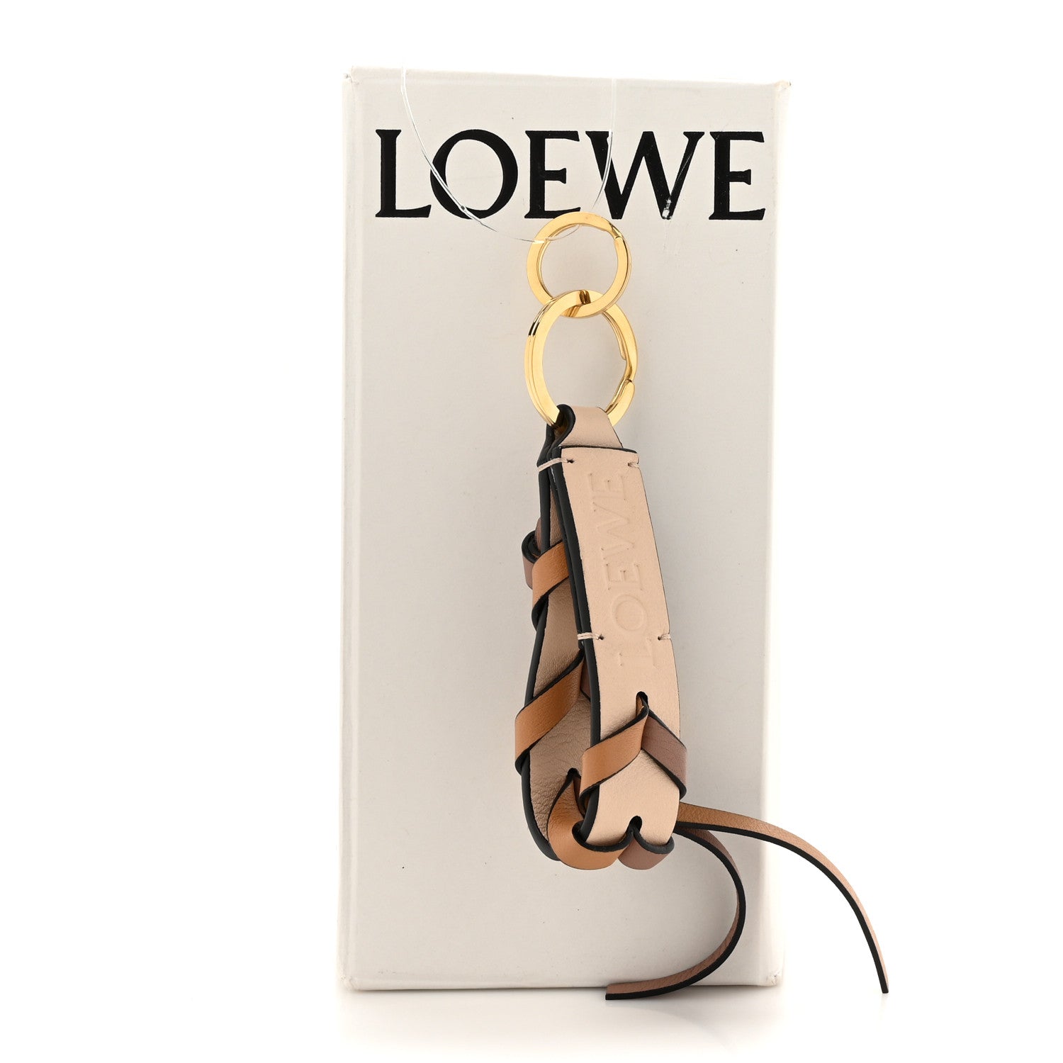 Calfskin Braided Bag Charm Nude Warm Desert