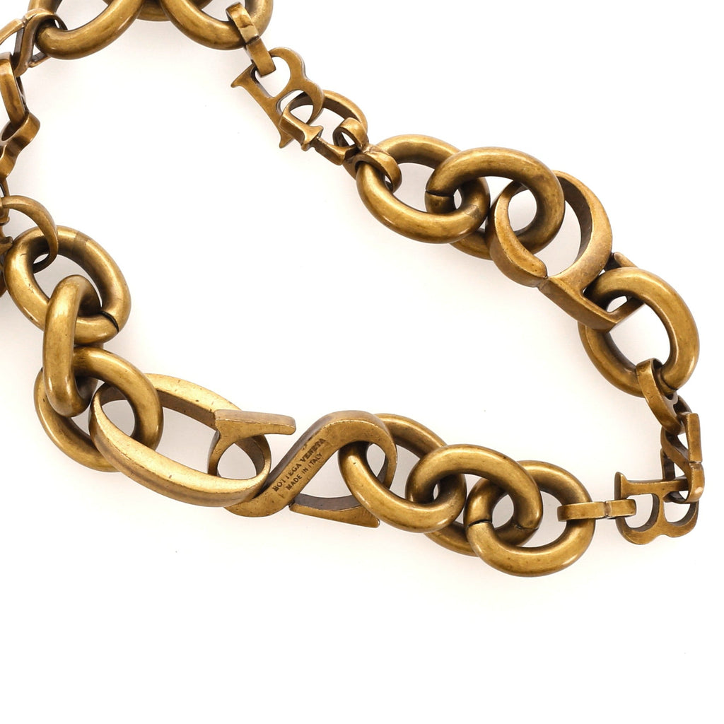 Letter Chain Link Necklace Antique Metal