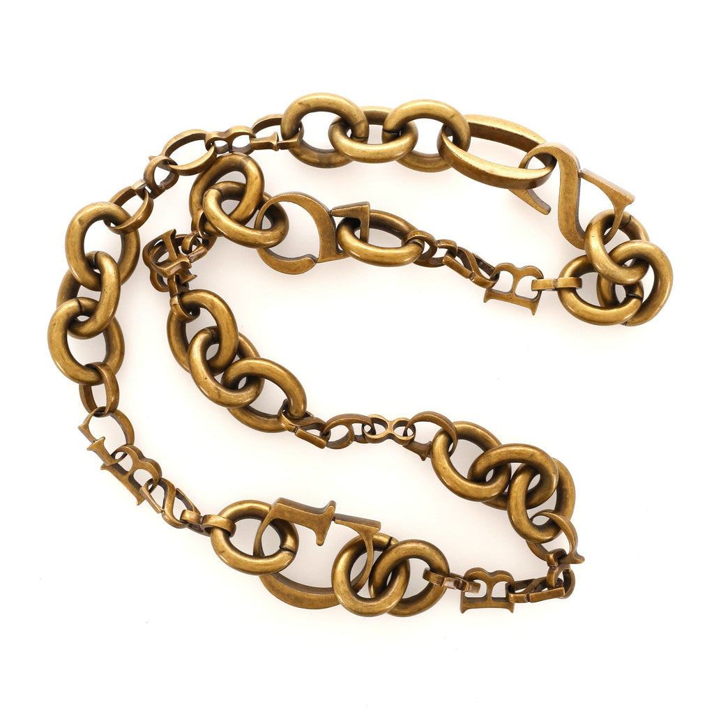 Letter Chain Link Necklace Antique Metal