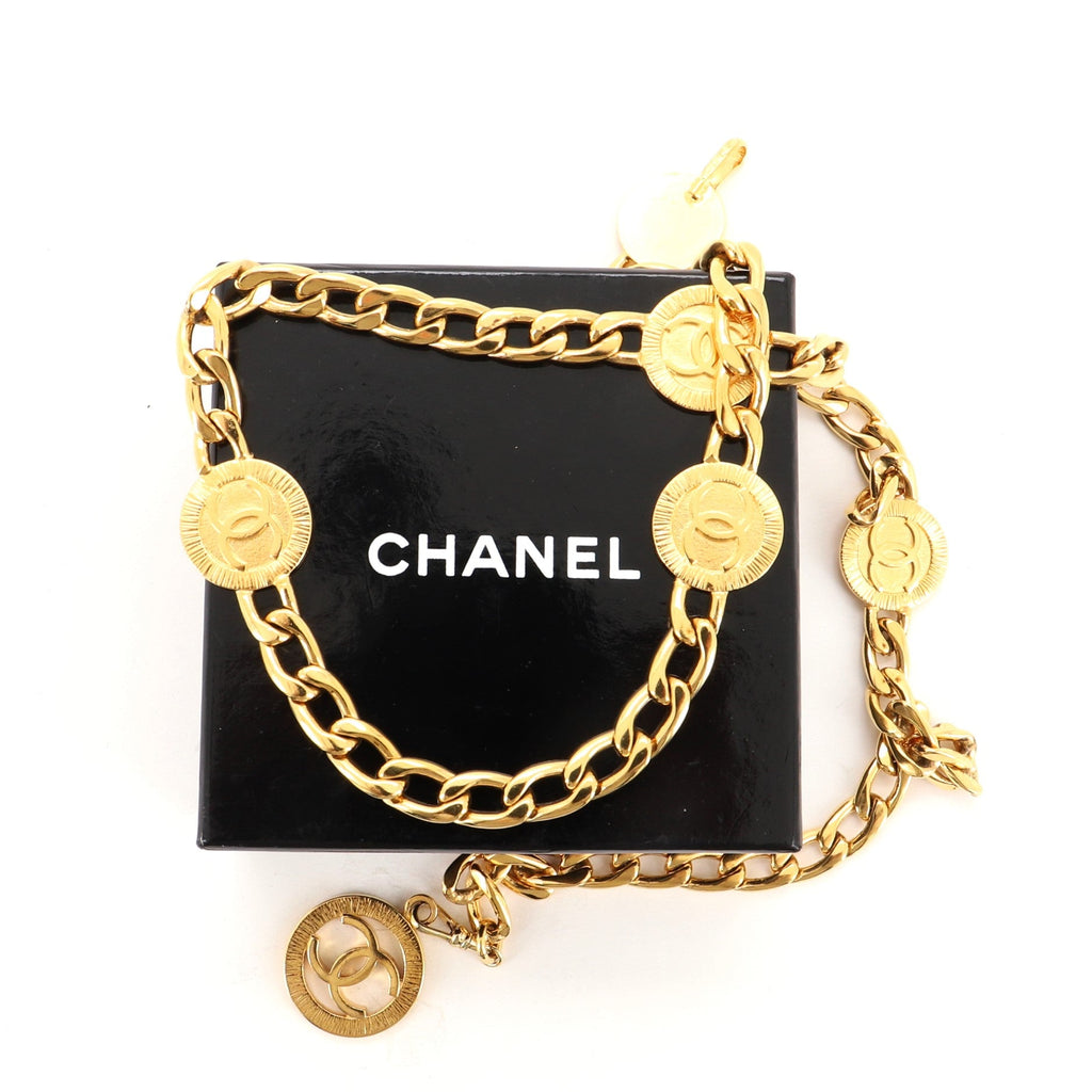 Vintage Medallion Charms Chain Belt Metal 90