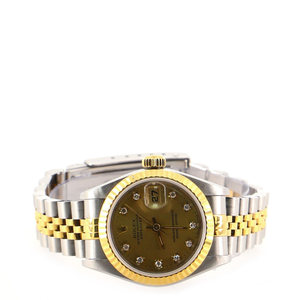 Oyster Perpetual Datejust Automatic Watch Stainless Steel and Yellow Gold with Diamond Markers 26