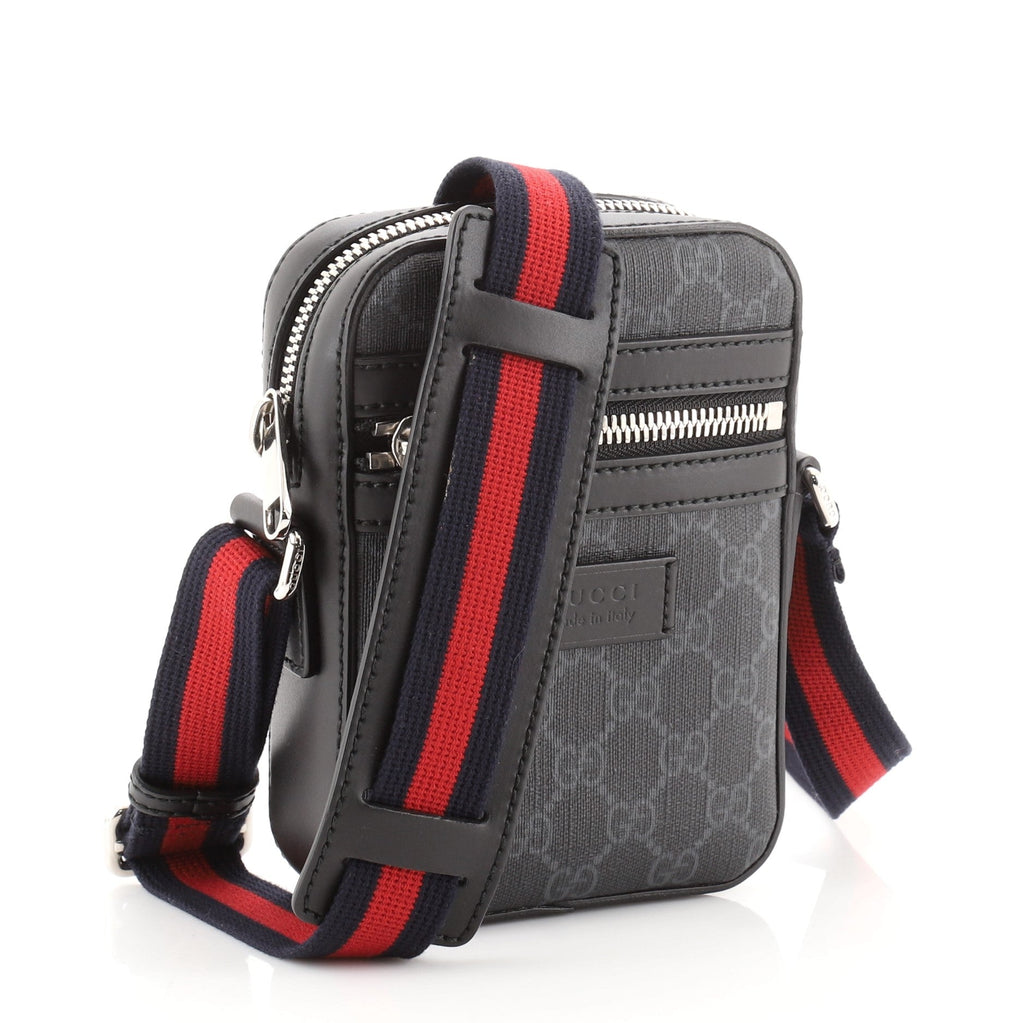 Web Strap Front Zip Messenger Bag GG Coated Canvas Mini
