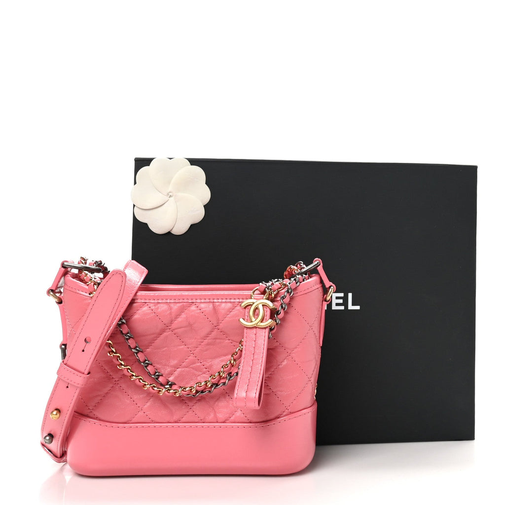 Aged Calfskin Quilted Small Gabrielle Hobo Rose