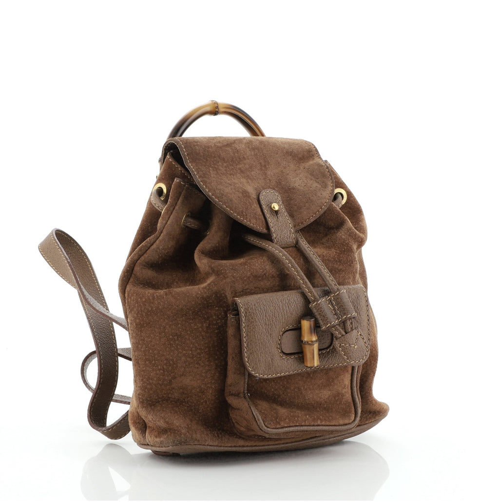 Vintage Bamboo Backpack Suede Mini