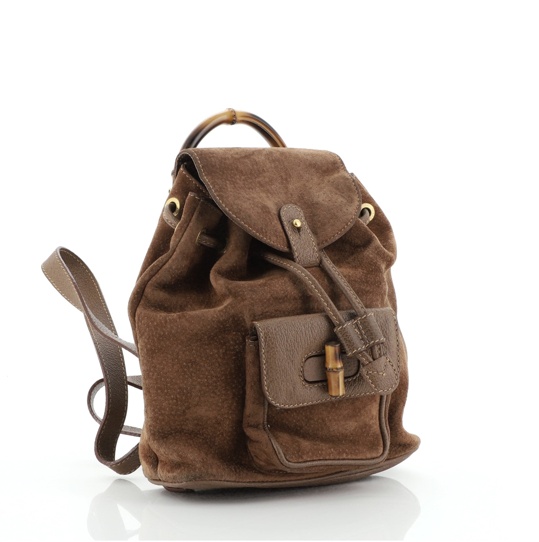 Vintage Bamboo Backpack Suede Mini