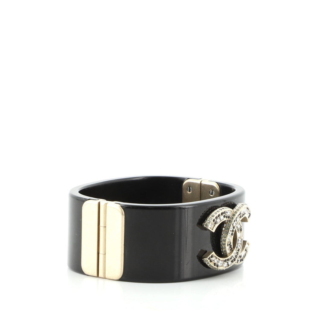 CC Cuff Bracelet Crystal Embellished Resin Wide