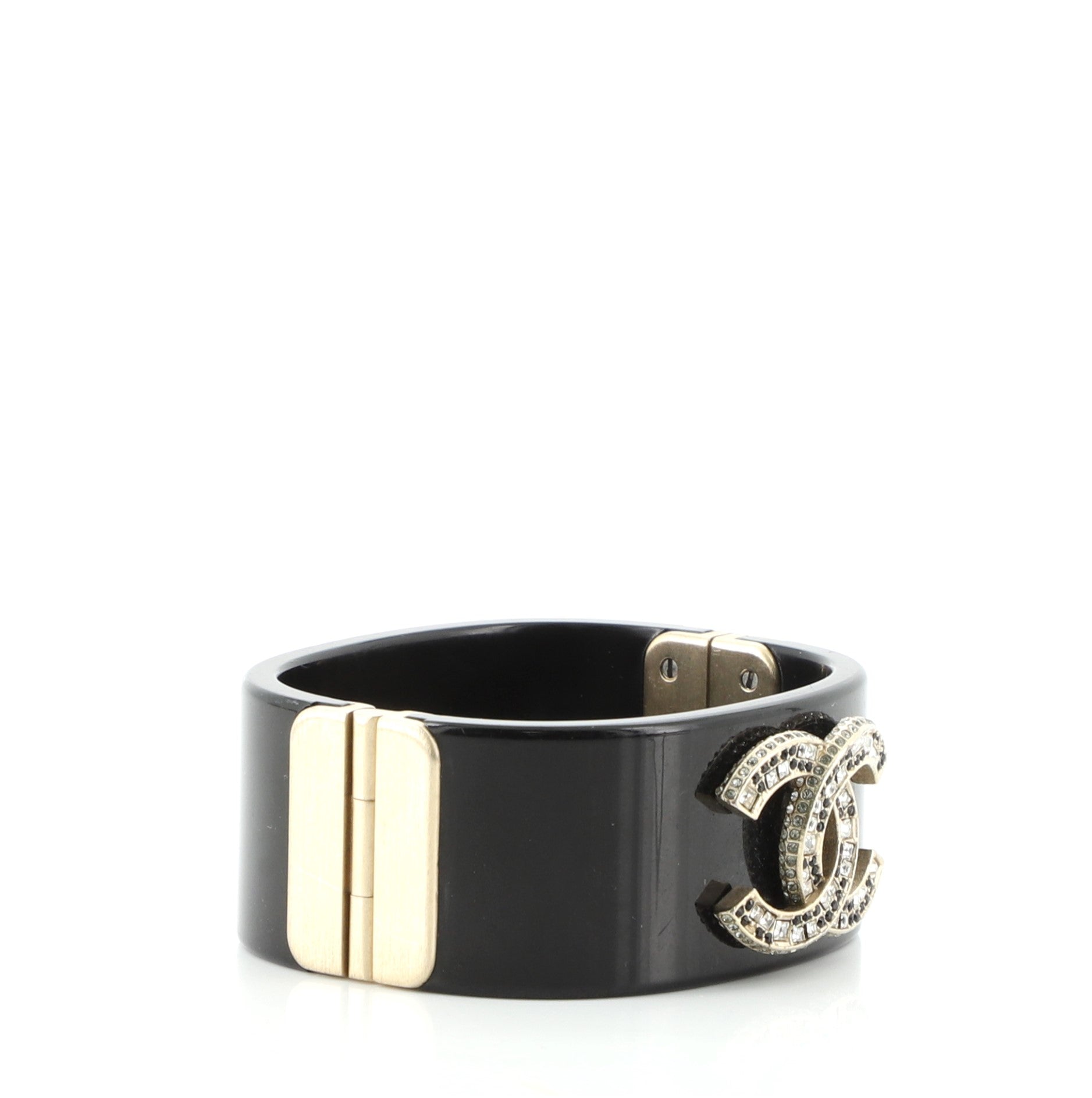 CC Cuff Bracelet Crystal Embellished Resin Wide