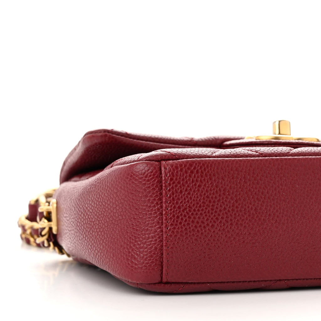Caviar Quilted Mini Chain Soul Flap Burgundy