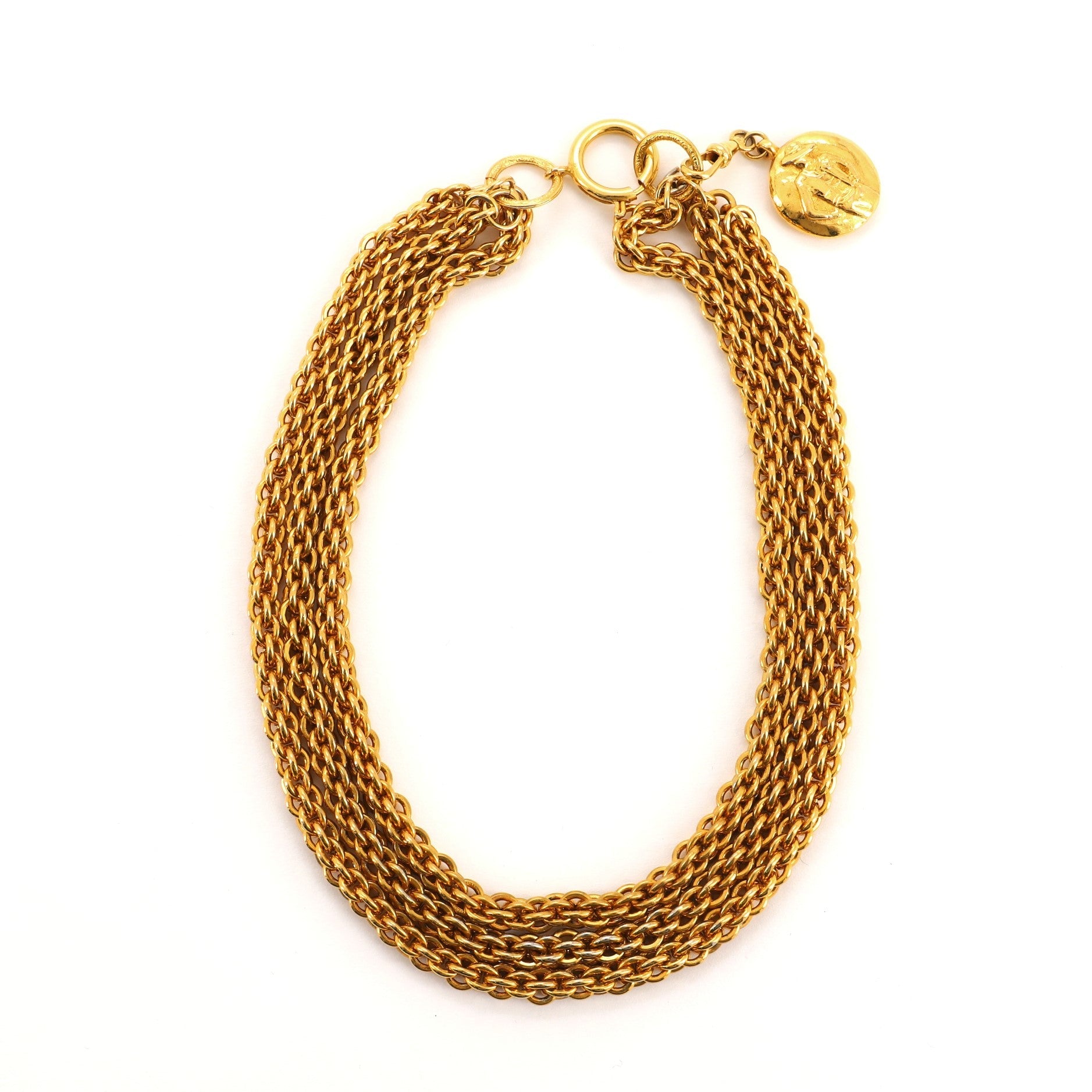 Vintage Coco Portrait Multi Chain Necklace Metal