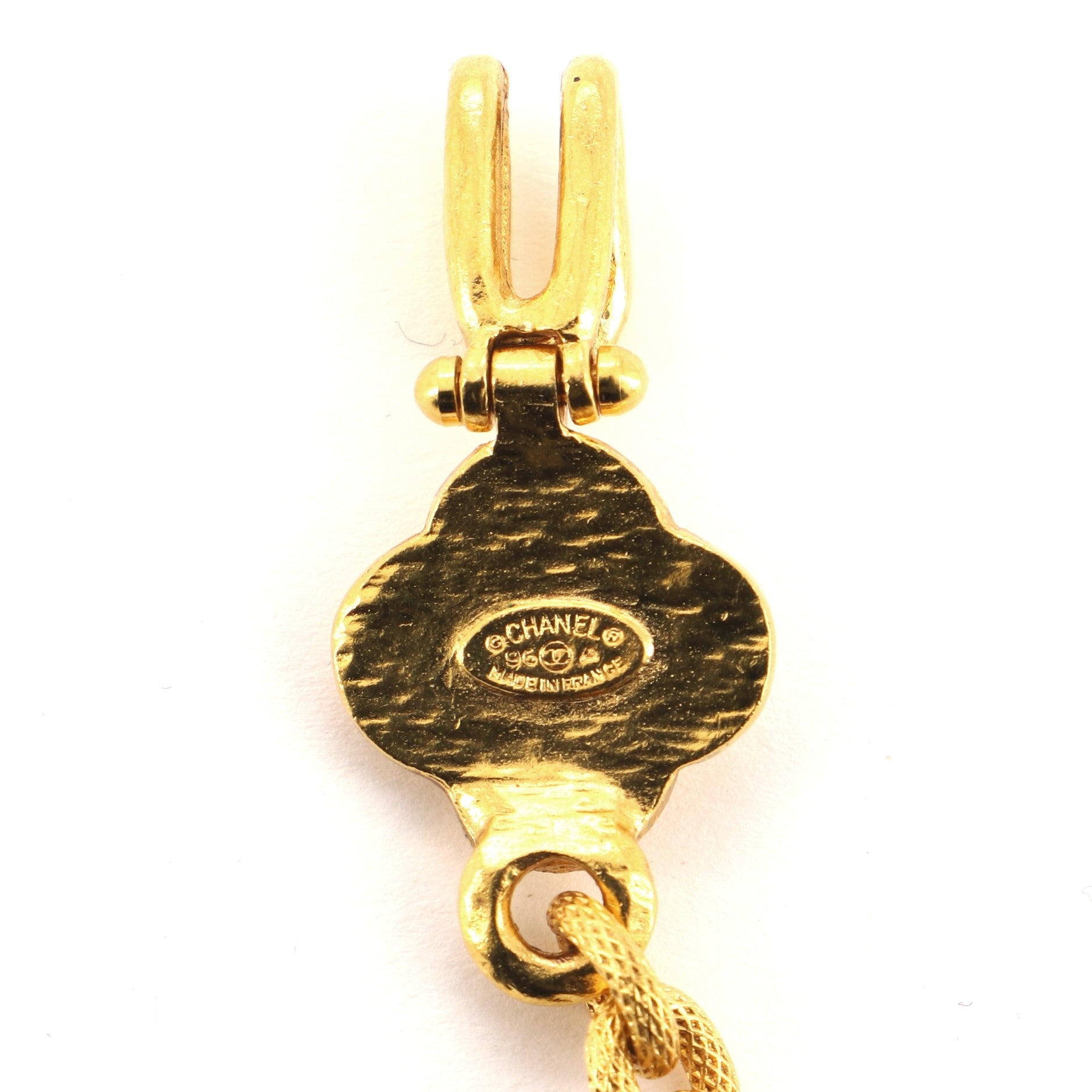 Patterned CC Cross Pendant Necklace Metal