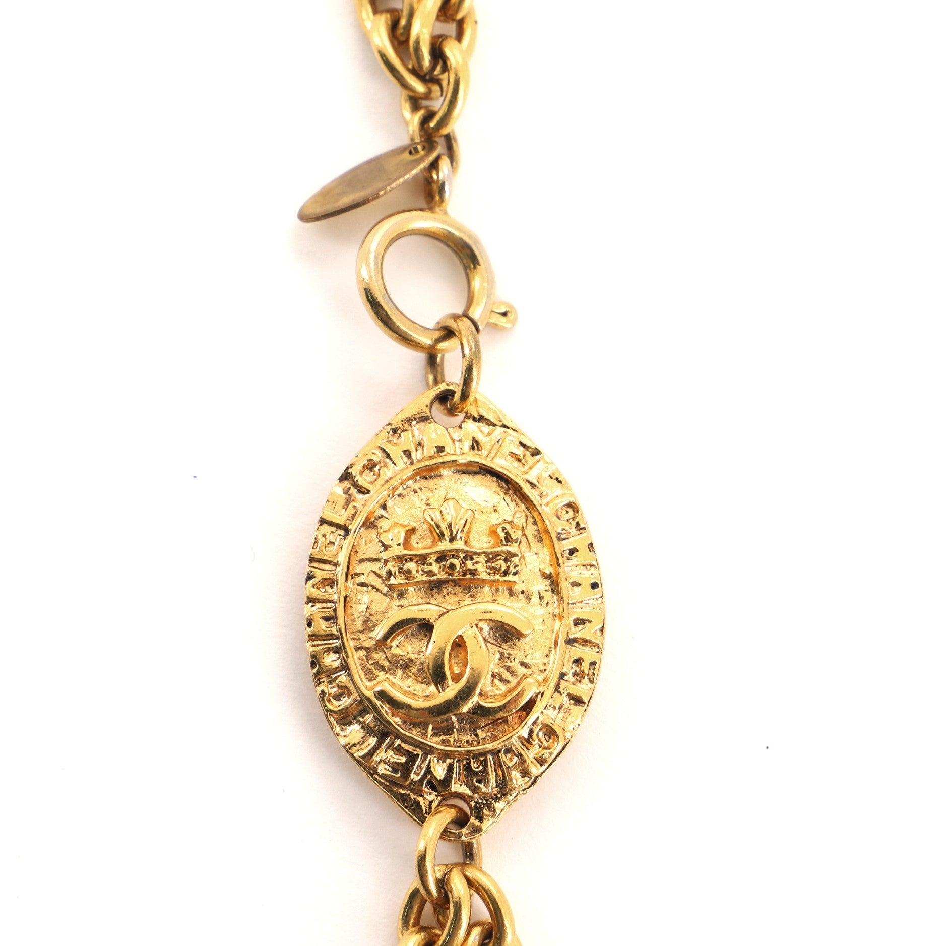 CC Medalion Double Chain Necklace Metal
