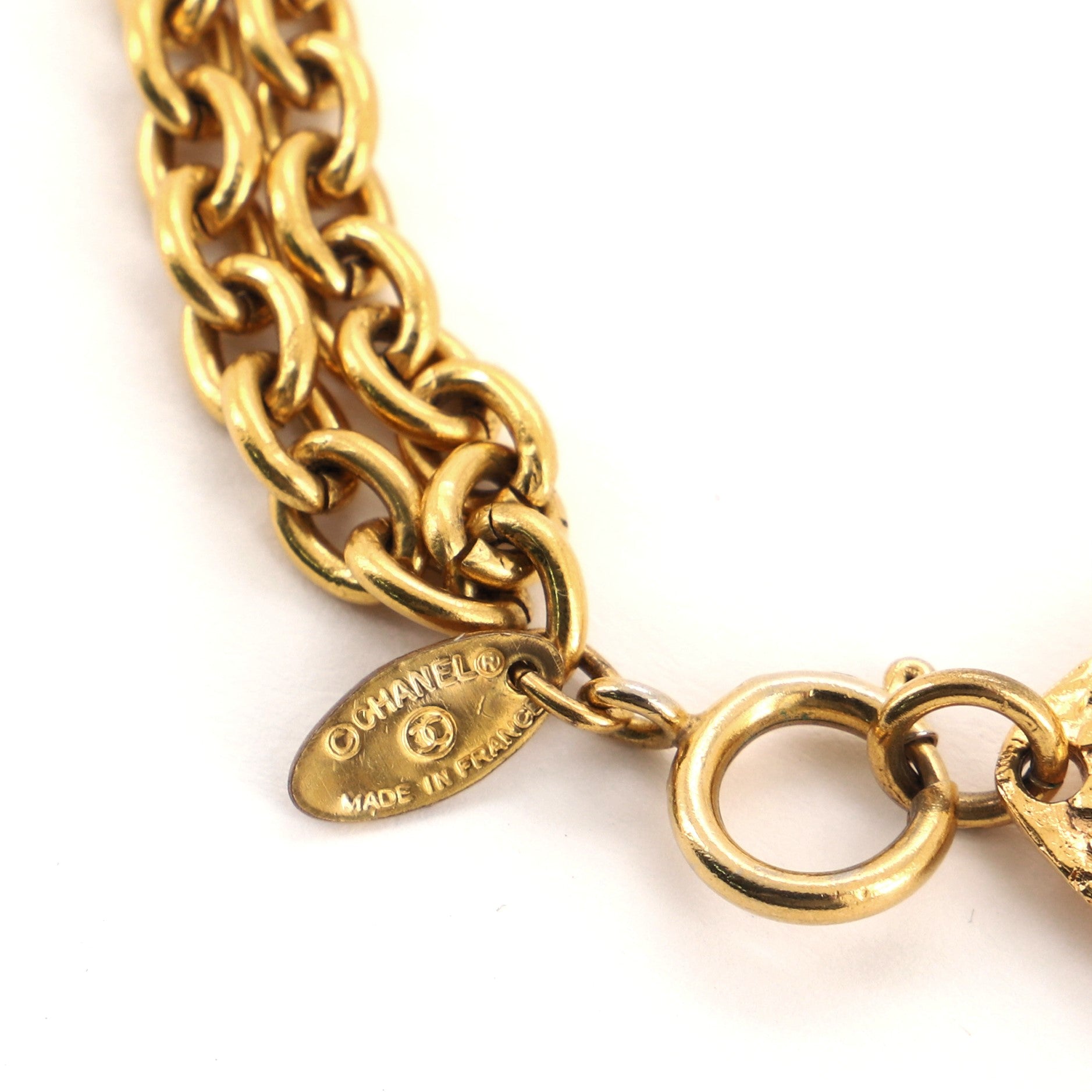 CC Medalion Double Chain Necklace Metal