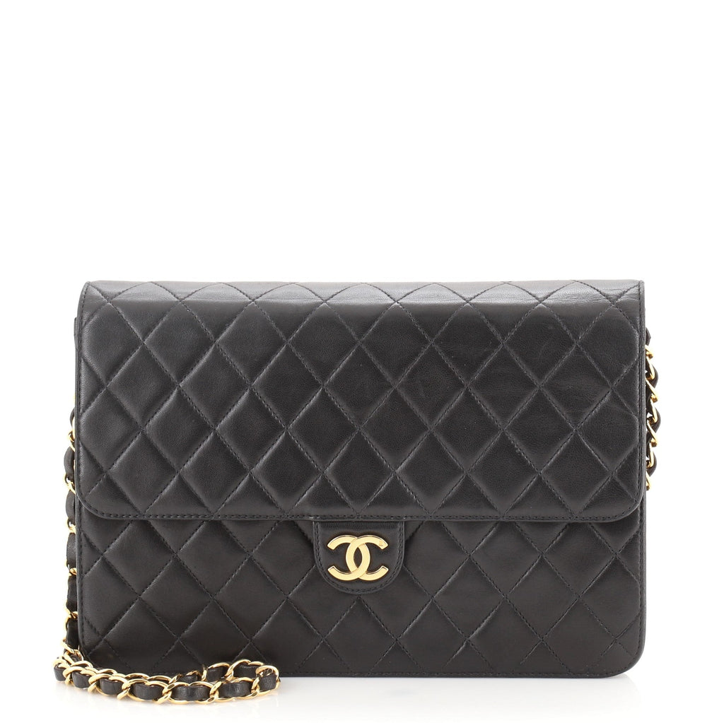 Vintage Clutch with Chain Quilted Leather Medium