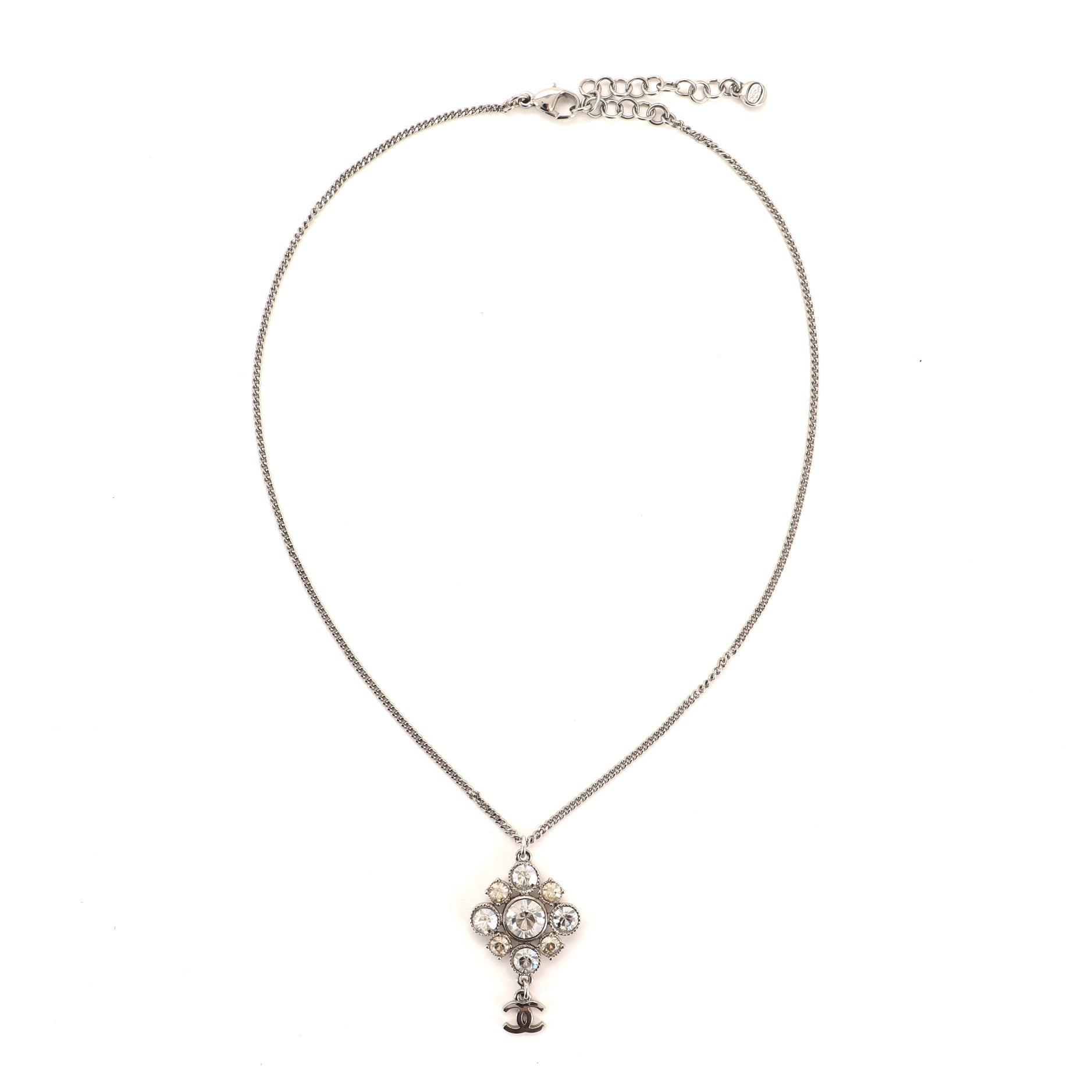 CC Drop Cross Necklace Crystals and Metal