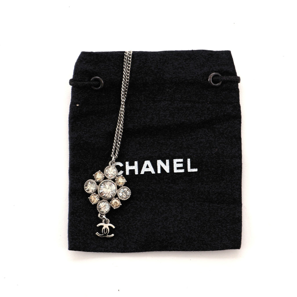 CC Drop Cross Necklace Crystals and Metal