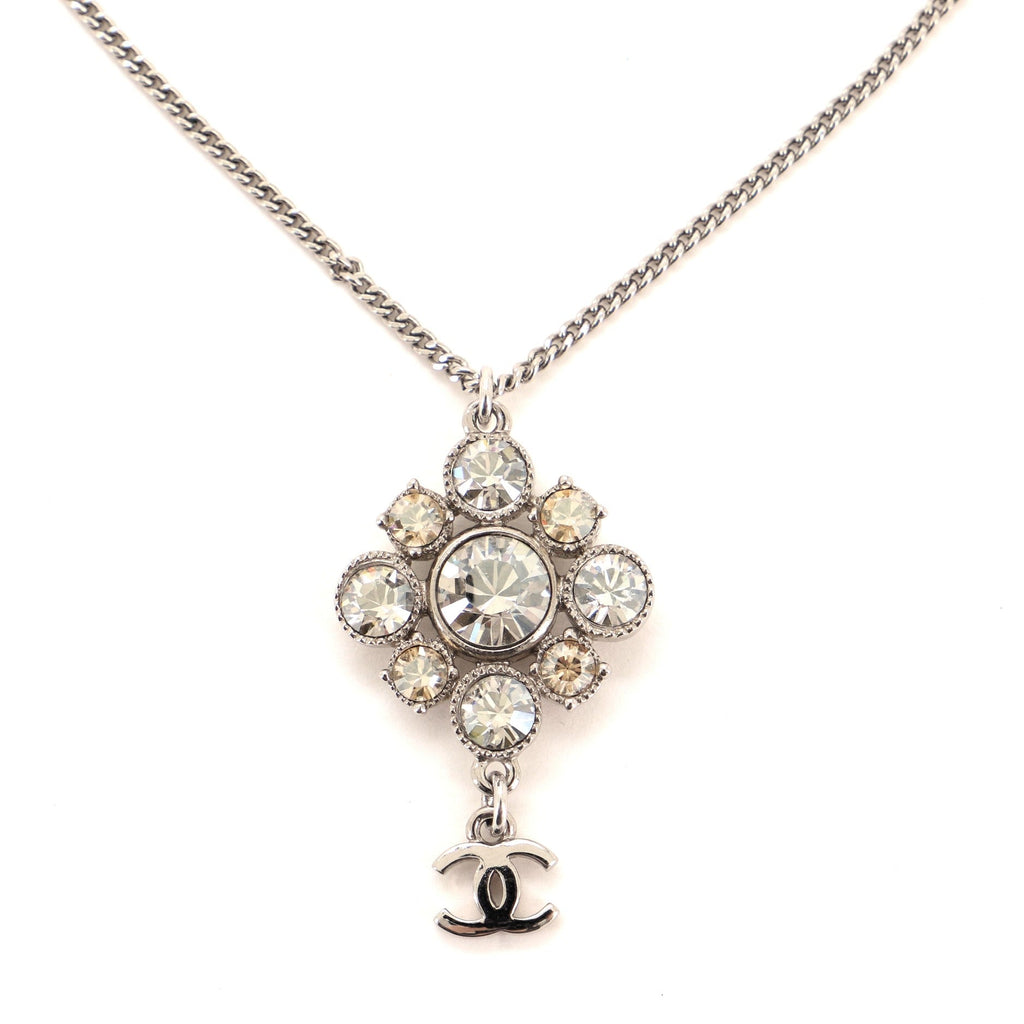 CC Drop Cross Necklace Crystals and Metal